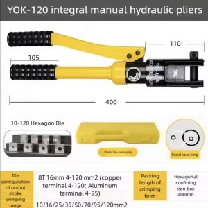 Hydraulic crimping tool with interchangeable dies for electrical cable lugs